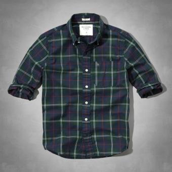 【XL サイズ】アバクロ チェックシャツ　緑 ミドリ紺　Green Mountain Plaid Shirt アメカジ インポート 正規品保証付 最新作直輸入